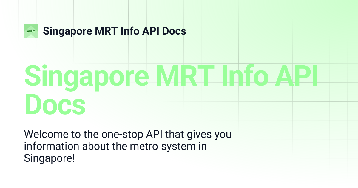 Singapore MRT Info API Docs